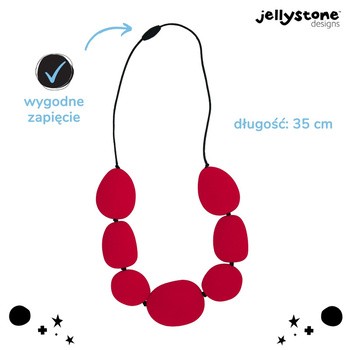 Jellystone Designs, silikonowy gryzak-naszyjnik, czerwony, 1 szt.