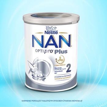 Nestle Nan Optipro Plus 2, 5 HMO, mleko następne dla niemowląt powyżej 6. miesiąca, 800 g