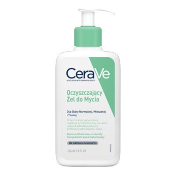 CeraVe, oczyszczający żel do mycia z ceramidami dla skóry normalnej i tłustej, 236 ml