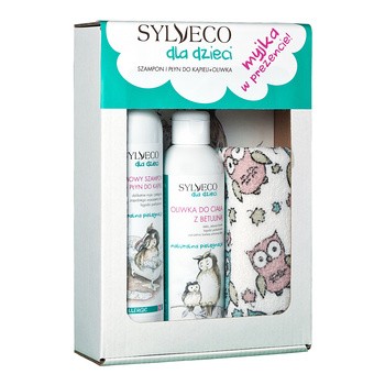 Zestaw Promocyjny Sylveco dla dzieci, oliwka do ciała, 200 ml + szampon i płyn do kąpieli, 300 ml + myjka GRATIS