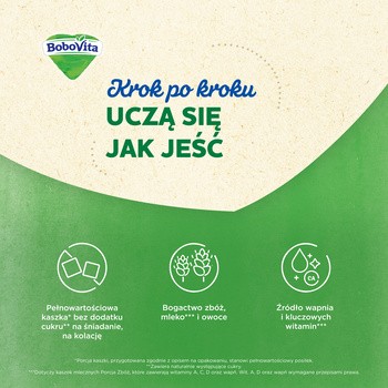 BoboVita Porcja Zbóż, delikatna mleczna owsianka z ryżem jagoda, jeżyna, truskawka, 6 m+, 210 g