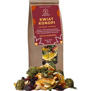 Green Mornings, Kwiat Konopi, jesienno-zimowy, herbata z konopi siewnych z przyprawami, 50 g