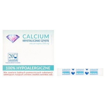Calcium Krystalicznie Czyste, proszek, 100% hipoalergiczne, proszek w saszetkach, 20 szt.