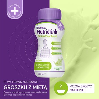 Nutridrink Protein Plant Based, płyn o smaku groszku z miętą, 4 x 200 ml
