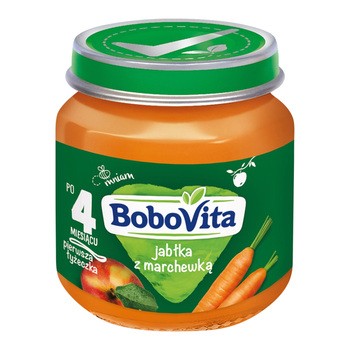 BoboVita, jabłka z marchewką, 4 m+, 125 g