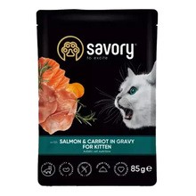 Savory Łosoś z marchewką, mokra karma dla kociąt , mokra karma dla kociąt, 85 g