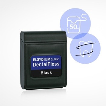 Elgydium Clinic Dental Floss, nić dentystyczna czarna, 50 m