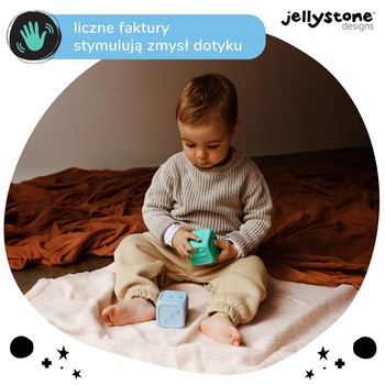 Jellystone Designs, silikonowe kostki edukacyjne, błękitny i miętowy, 2 szt.