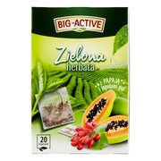 Big-Active, Zielona herbata w torebkach z papają i jagodami goji, 30 g (1,5 g x 20 szt.)