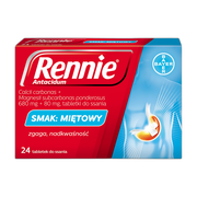 Rennie Antacidum, 680 mg+80 mg, tabletki do ssania, smak miętowy, 24 szt.
