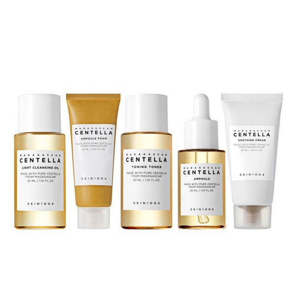 Skin1004 Skin1004 Madagascar Centella Travel Kit, podróżny zestaw kosmetyków do pielęgnacji twarzy, 5 szt. — Składniki i ocena