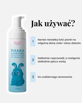 Bosko Cosmetics, pianka dla niemowląt do mycia włosów, ciała od 1 miesiąca, 150 ml