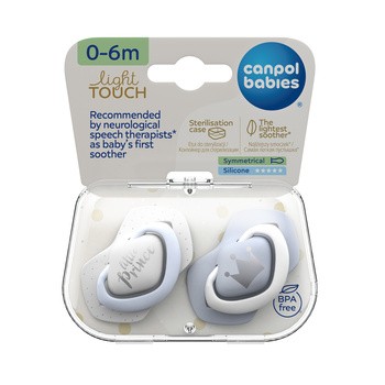 Canpol Babies, smoczek silikonowy symetryczny, Royal Baby, 0-6 m, 2 szt.