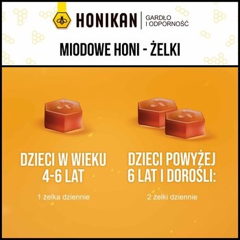 Honikan Gardło i Odporność Miodowe Honi - Żelki, 105 g (ok. 30 szt.)