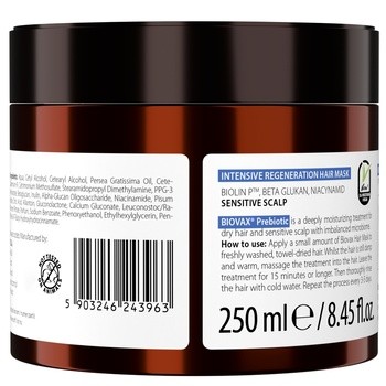 Biovax Prebiotic, intensywnie regenerująca maska do włosów, 250 ml