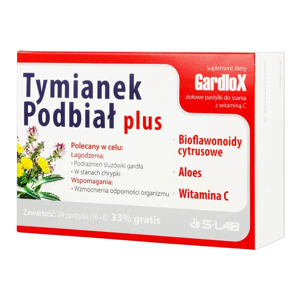 Tymianek i Podbiał plus pastylki do ssania 24 szt. [Gardlox]
