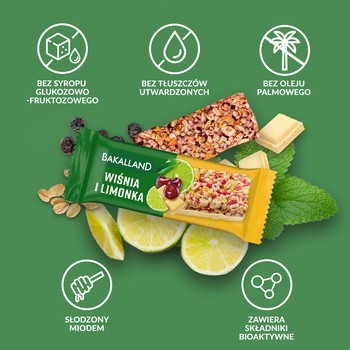 Bakalland, wiśnia i limonka, relaks, baton zbożowy, 38 g