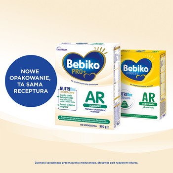 Bebiko PRO + AR, żywność specjalnego przeznaczenia dla niemowląt od urodzenia, 350 g