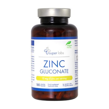 Super Labs ZINC Gluconate, kapsułki, 180 szt.