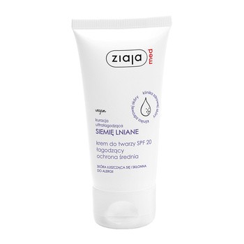 Ziaja Med Siemię lniane, krem do twarzy łagodzący, SPF20 ochrona średnia, 50 ml