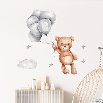 Sipo, Naklejki na ścianę dla dzieci, Miś z balonikami, 1 szt.