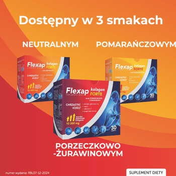Flexap kolagen Forte, saszetki z proszkiem, smak porzeczkowo - żurawinowy, 30 szt.
