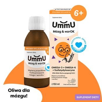 UmmU Mózg & wzrOK 6+, płyn, smak owoce leśne, 150 ml