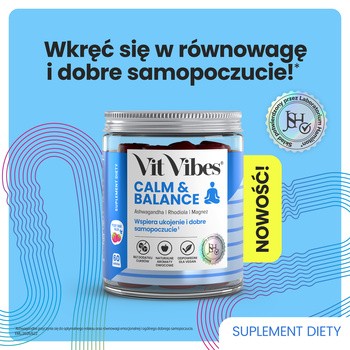 Vit Vibes Calm & Balance, żelki, smak malinowy, 60 szt.