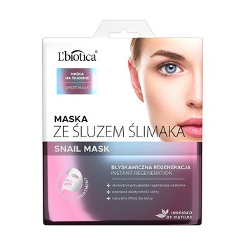 L`Biotica Snail Mask, maska ze śluzem ślimaka na tkaninie, 23 ml