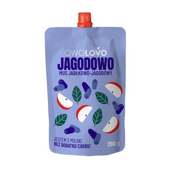 Owolovo Jagodowo, mus jabłkowo-jagodowy, 200 g