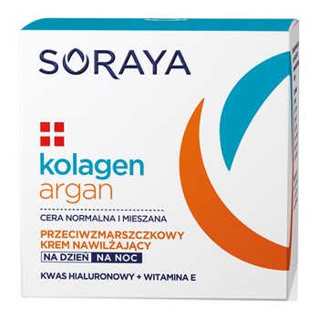 Soraya Kolagen + Argan, przeciwzmarszczkowy krem nawilżający na dzień i na noc, 50 ml