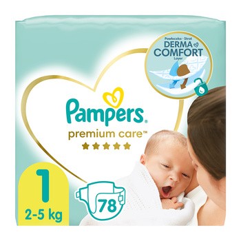 Pampers Premium Care 1 (2−5 kg), pieluszki jednorazowe, 78 szt.