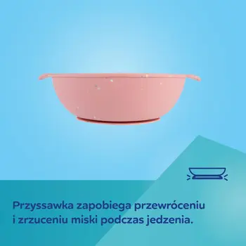 Canpol babies, miska silikonowa Dots z 3 przegródkami i przyssawką, 360 ml, różowa, 1 szt.