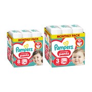 Zestaw Pampers Active Baby Pants, 8, (17+kg), 92 szt. + 3, (6-11 kg), 180 szt.