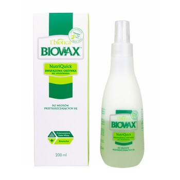 Biovax Nutriquick, odżywka dwufazowa, bez spłukiwania, włosy przetłuszczające się, 200 ml