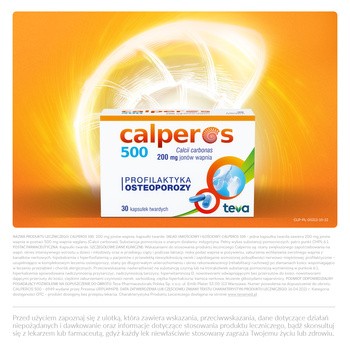 Calperos 500, 200 mg jonów wapnia, kapsułki twarde, 30 szt.