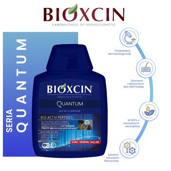 Bioxcin Quantum, szampon z peptydami do włosów suchych i normalnych przeciw wypadaniu, 300 ml