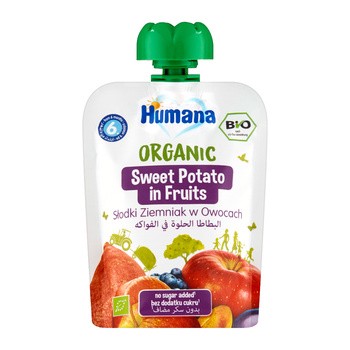 Zestaw 5x Humana 100% Organic Mus, słodki ziemniak w owocach