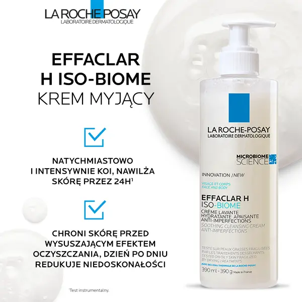 Набор La Roche-Posay Effaclar H Iso-Biome: увлажняющий крем для лица 40 мл и очищающий крем 390 мл — фото 4