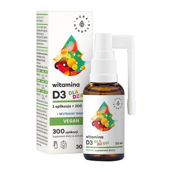 Aura Herbals Witamina D3 Vegan dla dzieci, aerozol, 30 ml