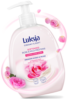 Luksja Creamy & Soft, wygładzające mydło w płynie, Róża i Proteiny Mleka, 500 ml