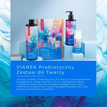 Zestaw Sylveco Vianek, prebiotyczny płyn micelarny nawilżający, 400 ml + żel do mycia twarzy nawilżający, 300 ml + nawilżający krem do twarzy na dzień, 50 ml