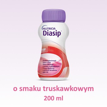 Diasip, płyn, smak truskawkowy, 4 x 200 ml