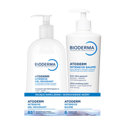 Zestaw Bioderma Atoderm, Intensive baume, balsam ultra-kojący, 500 ml + Intensive Gel Moussant, żel oczyszczający i natłuszczający, 500 ml