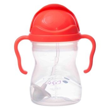 B.BOX, bidon dla dzieci, kubek niekapek ze słomką, arbuzowy, 6 m+, 240 ml