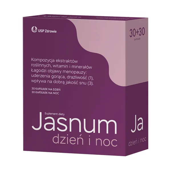 Комплекс для женщин в период менопаузы Jasnum день и ночь, с красным клевером и хмелем, 30 капсул и 30 капсул