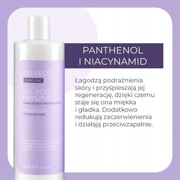 Sylveco Pure Line, żel pod prysznic, nawilżająco-regenerujący, 400 ml