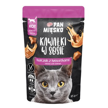 Pan Mięsko, karma mokra dla kota, kurczak z krewetkami, 85 g
