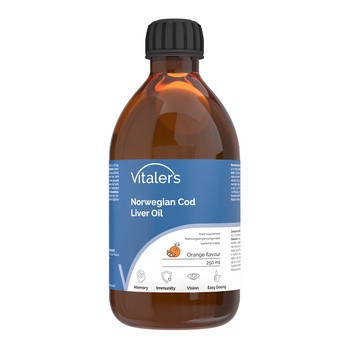 Vitaler's Tran norweski, pomarańczowy, płyn, 250 ml
