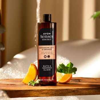 Avon Senses Essence, eliksir do kąpieli, Geranium i Pomarańcza, 500 ml